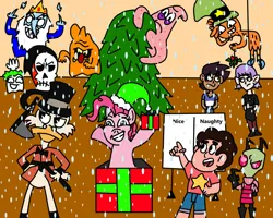 Size: 1280x1024 | Tagged: safe, artist:mlp-vs-capcom, derpibooru import, pinkie pie, adventure time, amity blight, christmas, crossover, ducktales 2017, grim reaper, hi five ghost, holiday, ice king, image, invader zim, jpeg, luz noceda, patrick star, regular show, scratching, scrooge mcduck, spongebob squarepants, steven universe, the ghost and molly mcgee, the grim adventures of billy and mandy, the owl house, wander (wander over yonder), wander over yonder