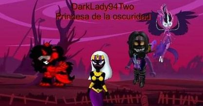 Size: 417x218 | Tagged: safe, artist:darklady94two, derpibooru import, sci-twi, twilight sparkle, alien, human, pony, pony town, equestria girls, banner, duck dodgers, image, jpeg, martian, midnight sparkle, queen tyr'ahnee, roblox, spanish