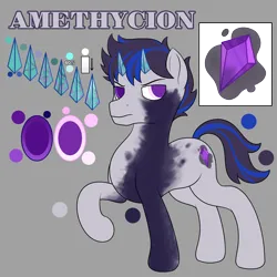 Size: 3000x3000 | Tagged: safe, artist:registereduser, derpibooru import, oc, oc:amethycion, unofficial characters only, original species, pony, cutie mark, horns, image, male, png, reference sheet, solo, solo male, stallion