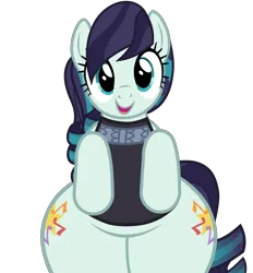 Size: 5600x6044 | Tagged: safe, alternate version, artist:duskyzombie, derpibooru import, coloratura, earth pony, pony, absurd resolution, belly, bipedal, both cutie marks, bottom heavy, butt, chubby, clothes, coloratur-ass, cute, female, image, large butt, looking at you, mare, open mouth, open smile, plot, plump, png, simple background, smiling, solo, the ass was fat, transparent background, vector, wide hips