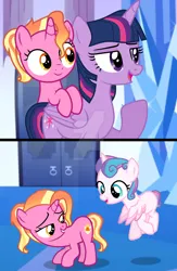 Size: 1280x1965 | Tagged: safe, artist:hate-love12, derpibooru import, luster dawn, princess flurry heart, twilight sparkle, twilight sparkle (alicorn), alicorn, pony, unicorn, base used, deviantart watermark, filly luster dawn, image, jpeg, obtrusive watermark, older, watermark, younger