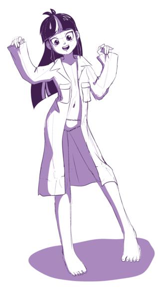 Size: 1936x3664 | Tagged: questionable, artist:kairu-hakubi, banned from derpibooru, twilight sparkle, human, barefoot, child, clothes, feet, female, humanized, image, lab coat, lolicon, looking at you, monochrome, open clothes, open shirt, panties, partial nudity, png, sketch, solo, solo female, underage, underwear, younger