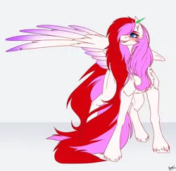 Size: 2888x2812 | Tagged: safe, artist:honeybbear, derpibooru import, oc, oc:mizhore, pegasus, pony, colored wings, colored wingtips, female, image, mare, png, solo, wings