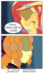 Size: 1280x2099 | Tagged: safe, artist:crock2121, derpibooru import, adagio dazzle, sunset shimmer, human, equestria girls, equestria girls series, comic, dialogue, duo, female, image, jpeg, lesbian, shipping, sunsagio