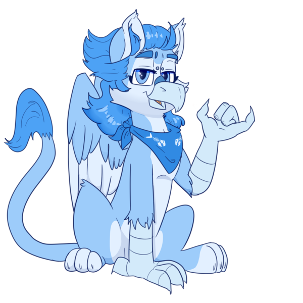 Size: 5000x5000 | Tagged: safe, artist:xasslash, derpibooru import, oc, oc:flynn the icecold, unofficial characters only, gryphon, derpibooru community collaboration, 2023 community collab, bandana, brow piercing, eared griffon, image, male, piercing, png, simple background, solo, transparent background