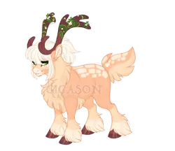 Size: 2900x2500 | Tagged: safe, artist:gigason, derpibooru import, oc, oc:mistletoe, unofficial characters only, hybrid, image, magical lesbian spawn, obtrusive watermark, offspring, parent:applejack, parent:bori the reindeer, png, simple background, solo, transparent background, unshorn fetlocks, watermark