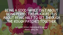 Size: 1920x1080 | Tagged: safe, derpibooru import, edit, edited screencap, editor:quoterific, screencap, apple bloom, applejack, big macintosh, granny smith, pinkie pie, pinkie apple pie, image, png