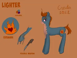 Size: 1600x1200 | Tagged: safe, artist:creida, derpibooru import, oc, oc:lighter, earth pony, pony, fallout equestria, cutie mark, image, png, reference sheet, scar