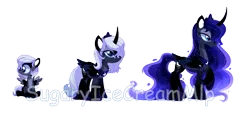 Size: 1024x462 | Tagged: safe, artist:sugaryicecreammlp, derpibooru import, princess luna, pony, age progression, alternate design, female, filly, foal, image, png, simple background, transparent background