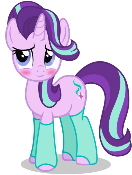 Size: 970x1279 | Tagged: safe, artist:pinfeather, derpibooru import, starlight glimmer, pony, unicorn, blushing, clothes, cute, cutie mark, derpibooru exclusive, female, glimmerbetes, image, mare, png, shy, simple background, socks, solo, solo female, toeless socks, transparent background, vector