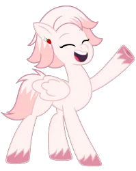 Size: 4096x5133 | Tagged: safe, artist:thatguy1945, derpibooru import, oc, oc:strawberry jewel, pegasus, pony, derpibooru community collaboration, 2023 community collab, absurd resolution, ear piercing, earring, female, image, jewelry, mare, open mouth, piercing, png, raised hoof, simple background, smiling, solo, transparent background, vector
