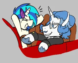 Size: 283x227 | Tagged: safe, artist:dsstoner, derpibooru import, fancypants, vinyl scratch, pony, unicorn, aggie.io, car, clothes, driving, eyes closed, female, glasses, image, lowres, male, mare, monocle, open mouth, png, simple background, smiling, stallion