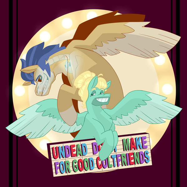 Size: 2700x2700 | Tagged: safe, artist:daotterguy, derpibooru import, flash sentry, zephyr breeze, pegasus, pony, undead, zombie, image, male, png, stallion