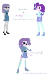 Size: 802x1296 | Tagged: safe, artist:prettycelestia, maud pie, starlight glimmer, belt buckle, clothes, eye shadows, fusion, gloves, image, multiple arms, neck corset, png, shoes, sneakers, stockings, thigh highs