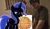 Size: 946x546 | Tagged: safe, derpibooru import, screencap, trixie, oc, oc:the pizza, bird, chicken, horse, human, pony, unicorn, black fur, blue mane, brown hair, derpibooru exclusive, drywall, food, grey shirt, hat, image, meme, needs more jpeg, nightmare trixie, photo, png, ponies in real life, shitposting, simple background
