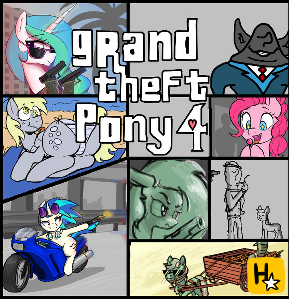 Size: 648x669 | Tagged: questionable, artist:dsstoner, artist:firecracker, artist:hrukii, artist:rhorse, derpibooru import, derpy hooves, lyra heartstrings, pinkie pie, princess celestia, vinyl scratch, oc, oc:anon, oc:anonfilly, alicorn, earth pony, human, pegasus, pony, unicorn, aggie.io, beach, butt, cart, clothes, female, filly, foal, glasses, grand theft auto, gun, image, looking back, magic, mare, motorcycle, open mouth, panties, plot, png, sand, smiling, sucker, tongue out, underwear, water, weapon, whiskers