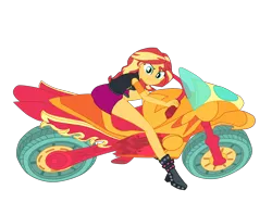 Size: 4500x3559 | Tagged: safe, artist:gmaplay, derpibooru import, sunset shimmer, equestria girls, friendship games, akira, friendship games motocross outfit, friendship games outfit, image, motocross outfit, motorcycle, motorcycle outfit, png, pose, reference, simple background, solo, transparent background, tri-cross relay outfit