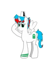Size: 1372x1732 | Tagged: safe, artist:null-soka, derpibooru import, oc, oc:ghost null, alicorn, pony, derpibooru community collaboration, 2023 community collab, alicorn oc, female, horn, image, mare, png, salute, simple background, solo, transparent background, wings