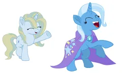 Size: 1086x634 | Tagged: safe, artist:kitty838, derpibooru import, trixie, female, image, mother and child, mother and daughter, offspring, parent:prince blueblood, parent:trixie, parents:bluetrix, png