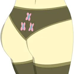 Size: 5000x5000 | Tagged: suggestive, alternate version, anonymous artist, derpibooru import, fluttershy, human, equestria girls, absurd resolution, ass, butt, butt only, clothes, cutie mark, cutie mark on clothes, cutie mark underwear, female, image, offscreen character, panties, png, simple background, socks, solo, solo female, stockings, thigh highs, underwear, white background