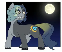 Size: 2684x2256 | Tagged: safe, artist:glacierclear, artist:wolftendragon, derpibooru import, oc, unofficial characters only, earth pony, were-pony, fanart, feral, image, jpeg, looking at you, moon, night, teeth