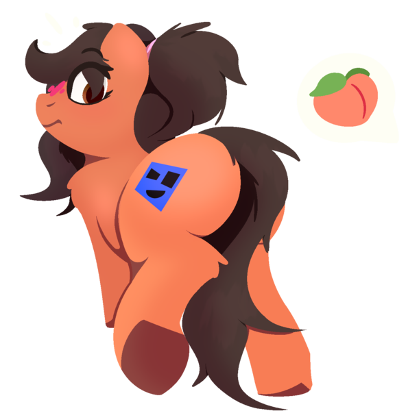 Size: 1394x1370 | Tagged: suggestive, artist:rhythmpixel, derpibooru import, oc, oc:robertapuddin, unofficial characters only, earth pony, pony, butt, female, image, lineless, looking back, mare, plot, png, ponytail, simple background, solo, transparent background