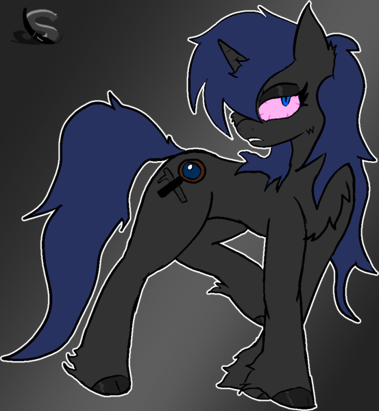 Size: 943x1023 | Tagged: safe, artist:steelstroke, derpibooru import, oc, unicorn, fallout equestria, corrupted, image, pink eyes, png, raider, seductive look, slim, solo