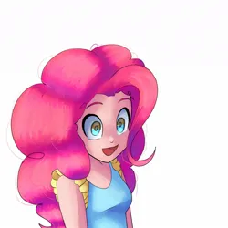 Size: 1200x1200 | Tagged: safe, artist:andromedasparkz, derpibooru import, pinkie pie, human, female, happy, humanized, image, jpeg, open mouth, simple background, solo, white background