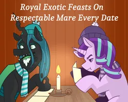 Size: 3375x2700 | Tagged: safe, artist:daotterguy, derpibooru import, queen chrysalis, starlight glimmer, changeling, unicorn, image, png
