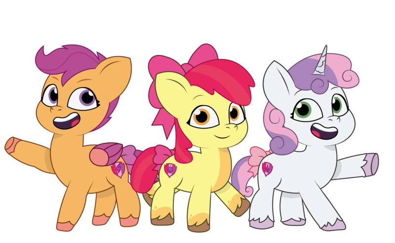 Size: 1950x1200 | Tagged: safe, artist:prixy05, derpibooru import, apple bloom, scootaloo, sweetie belle, earth pony, pegasus, pony, unicorn, my little pony: tell your tale, cutie mark crusaders, g4, g4 to g5, g5, generation leap, image, png, simple background, transparent background