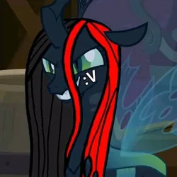 Size: 540x540 | Tagged: safe, derpibooru import, edit, edited screencap, screencap, queen chrysalis, changeling, changeling queen, 1000 hours in ms paint, :v, female, image, jpeg, meme, sdlg