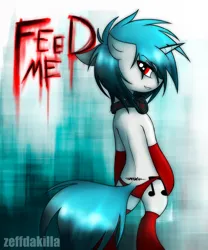 Size: 2000x2400 | Tagged: semi-grimdark, suggestive, artist:zeffdakilla, derpibooru import, vinyl scratch, pony, semi-anthro, unicorn, abstract background, blood text, butt, clothes, facing away, floppy ears, headphones, image, looking at you, nine inch nails, plot, png, redraw, smiling, socks, solo, standing, tramp stamp, underwear