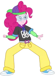 Size: 1055x1468 | Tagged: safe, derpibooru import, pinkie pie, dance magic, equestria girls, spoiler:eqg specials, female, image, mc pinkie, png, rapper pie, simple background, solo, transparent background, vector