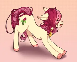 Size: 1500x1200 | Tagged: safe, artist:takic, derpibooru import, roseluck, pony, behaving like a cat, collar, commission, commissioner:doom9454, image, jpeg, pet tag, pony pet, rosepet, stretching, yawn