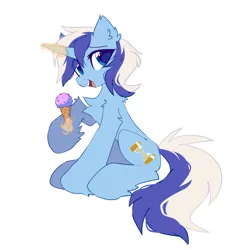 Size: 2000x2000 | Tagged: safe, artist:mirtash, derpibooru import, minuette, pony, unicorn, chest fluff, food, ice cream, ice cream cone, image, levitation, looking at you, magic, open mouth, open smile, png, simple background, smiling, solo, telekinesis, white background