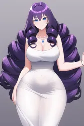 Size: 512x768 | Tagged: safe, artist:darthirian, derpibooru import, machine learning generated, novelai, stable diffusion, rarity, human, breasts, busty rarity, cleavage, female, humanized, image, jewelry, necklace, png, solo