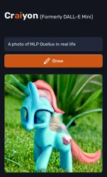 Size: 780x1288 | Tagged: safe, craiyon, dall·e mini, derpibooru import, machine learning generated, ocellus, changedling, changeling, female, grass, image, irl, photo, png, realistic, solo