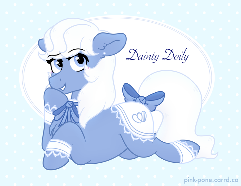 Size: 2200x1700 | Tagged: safe, artist:pink-pone, derpibooru import, oc, oc:dainty dolly, earth pony, pony, bow, female, hair bow, image, lying down, mare, png, prone, solo