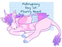 Size: 1280x967 | Tagged: safe, artist:s0ftserve, derpibooru import, princess flurry heart, pony, alternate design, cloven hooves, coat markings, colored wings, eyes closed, februpony, image, leonine tail, multicolored wings, older, png, short hair, sleeping, solo, two toned wings, wings
