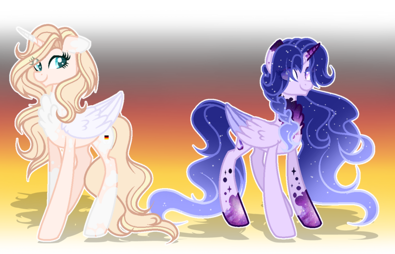 Size: 1280x823 | Tagged: safe, artist:existencecosmos188, derpibooru import, oc, oc:existence, unofficial characters only, alicorn, pony, alicorn oc, chest fluff, colored wings, duo, eyelashes, female, horn, image, mare, png, simple background, transparent background, two toned wings, wings