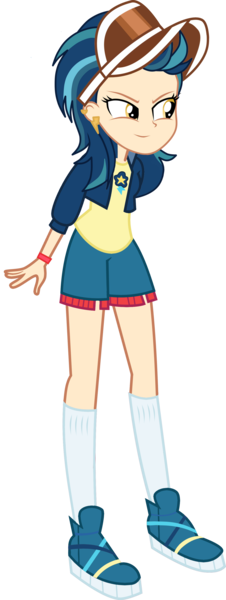 Size: 1280x3395 | Tagged: safe, artist:ajosterio, derpibooru import, indigo zap, equestria girls, equestria girls series, festival looks, spoiler:eqg series (season 2), cap, clothes, clothes swap, female, hat, image, long sleeves, png, shirt, shoes, shorts, simple background, smiling, socks, solo, transparent background