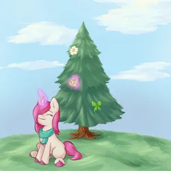 Size: 4096x4096 | Tagged: safe, artist:felldeal, derpibooru import, hitch trailblazer, unicorn, series:daily drawing december, christmas, g5, holiday, image, jpeg, primrose (g5), tree