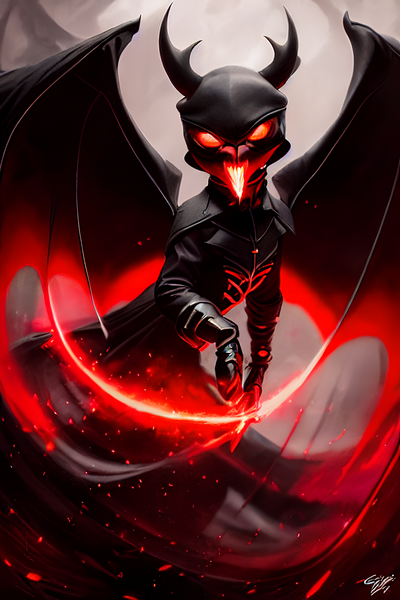 Size: 1408x2112 | Tagged: safe, derpibooru import, editor:mr-bat, machine learning generated, stable diffusion, demon, pony, armor, bat wings, clothes, cloud, dark, dark clouds, embers, fire, hood, horns, image, leather, leather armor, open mouth, outfit, pauldron, png, red eyes, solo, spread wings, trail, wings