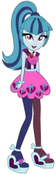 Size: 902x2800 | Tagged: safe, artist:ajosterio, derpibooru import, sonata dusk, equestria girls, rainbow rocks, clothes, clothes swap, cute, female, image, leggings, looking at you, png, ponytail, simple background, skirt, sleeveless, smiling, smiling at you, solo, sonatabetes, transparent background