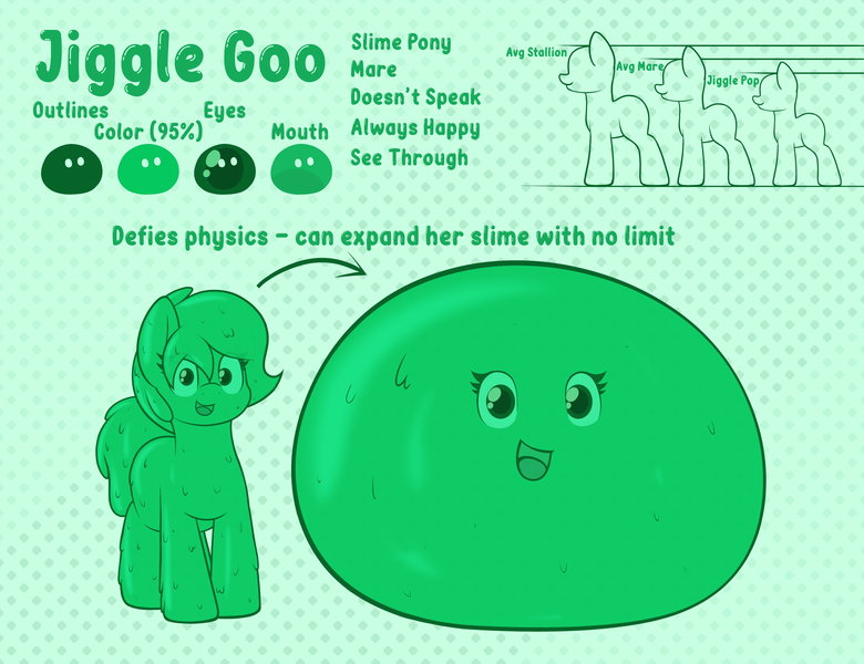 Size: 3442x2649 | Tagged: safe, artist:aaathebap, derpibooru import, oc, oc:jiggle goo, goo, goo pony, original species, image, png, reference sheet, slime, solo