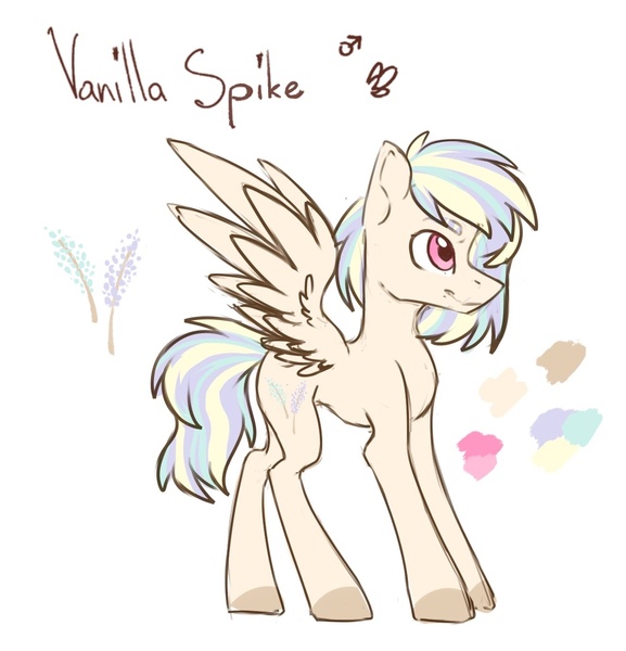 Size: 1312x1365 | Tagged: safe, artist:lambydwight, derpibooru import, oc, oc:vanilla spike, unofficial characters only, pegasus, pony, colored sketch, image, jpeg, reference sheet, simple background, white background