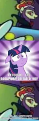 Size: 500x1569 | Tagged: safe, artist:robertsonskywa1, derpibooru import, idw, queen trottingham, twilight sparkle, twilight sparkle (alicorn), alicorn, nightmare knights, spoiler:comic, spoiler:comic15, spoiler:comic16, image, implied bookworm, jpeg, meme, photo, survived, theory