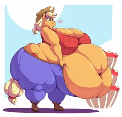 Size: 1200x1148 | Tagged: suggestive, artist:graphenescloset, artist:sirmasterdufel, derpibooru import, applejack, anthro, earth pony, unguligrade anthro, applebutt, applefat, applejack's hat, bbw, belly, belly button, big belly, big breasts, breasts, busty applejack, butt, clothes, cowboy hat, deep belly button, fat, hat, huge belly, huge breasts, huge butt, hyper, hyper belly, image, impossibly large belly, impossibly large breasts, impossibly large butt, impossibly large thighs, jpeg, large butt, morbidly obese, obese, panties, ssbbw, the ass was fat, thighs, thunder thighs, underwear