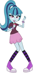 Size: 1295x2831 | Tagged: safe, artist:ajosterio, derpibooru import, sonata dusk, equestria girls, clothes, cute, female, image, legs, looking at you, open mouth, png, ponytail, shirt, shoes, short sleeves, simple background, skirt, smiling, smiling at you, socks, solo, sonatabetes, transparent background, wrist cuffs