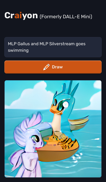 Size: 780x1336 | Tagged: safe, craiyon, dall·e mini, derpibooru import, machine learning generated, gallus, silverstream, gryphon, seapony (g4), boat, cloud, duo, female, gallstream, image, male, png, shipping, sky, straight, swimming, wat, water